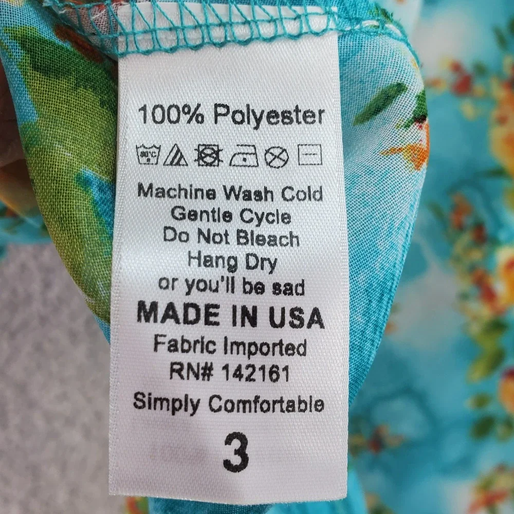 LuLaRoe Kimono Turquoise Floral Print Bohemian Lightweight‎ Cover Up Size 3 - Picture 6 of 9